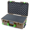 Pelican 1535 Air Case, Dark Desert Dirt with Lime Green Handles, Latches & Trolley Pick & Pluck Foam with Convoluted Lid Foam ColorCase 015350-0001-580-301-300