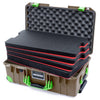 Pelican 1535 Air Case, Dark Desert Dirt with Lime Green Handles, Latches & Trolley Custom Tool Kit (4 Foam Inserts with Convoluted Lid Foam) ColorCase 015350-0060-580-301-300