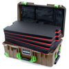 Pelican 1535 Air Case, Dark Desert Dirt with Lime Green Handles, Latches & Trolley Custom Tool Kit (4 Foam Inserts with Mesh Lid Organizer) ColorCase 015350-0160-580-301-300
