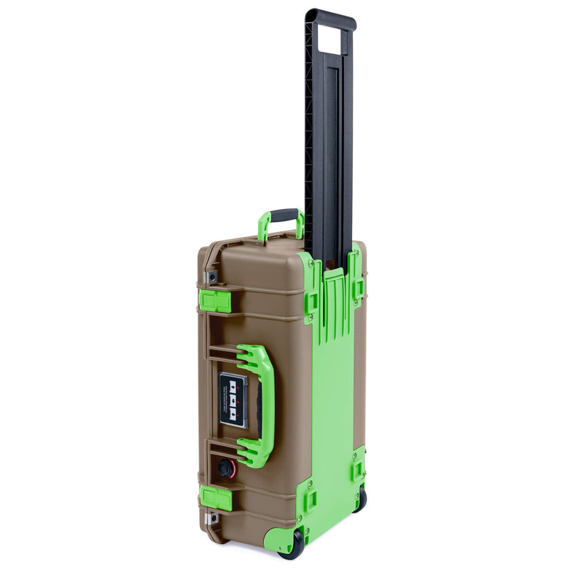 Pelican 1535 Air Case, Dark Desert Dirt with Lime Green Handles, Latches & Trolley ColorCase 