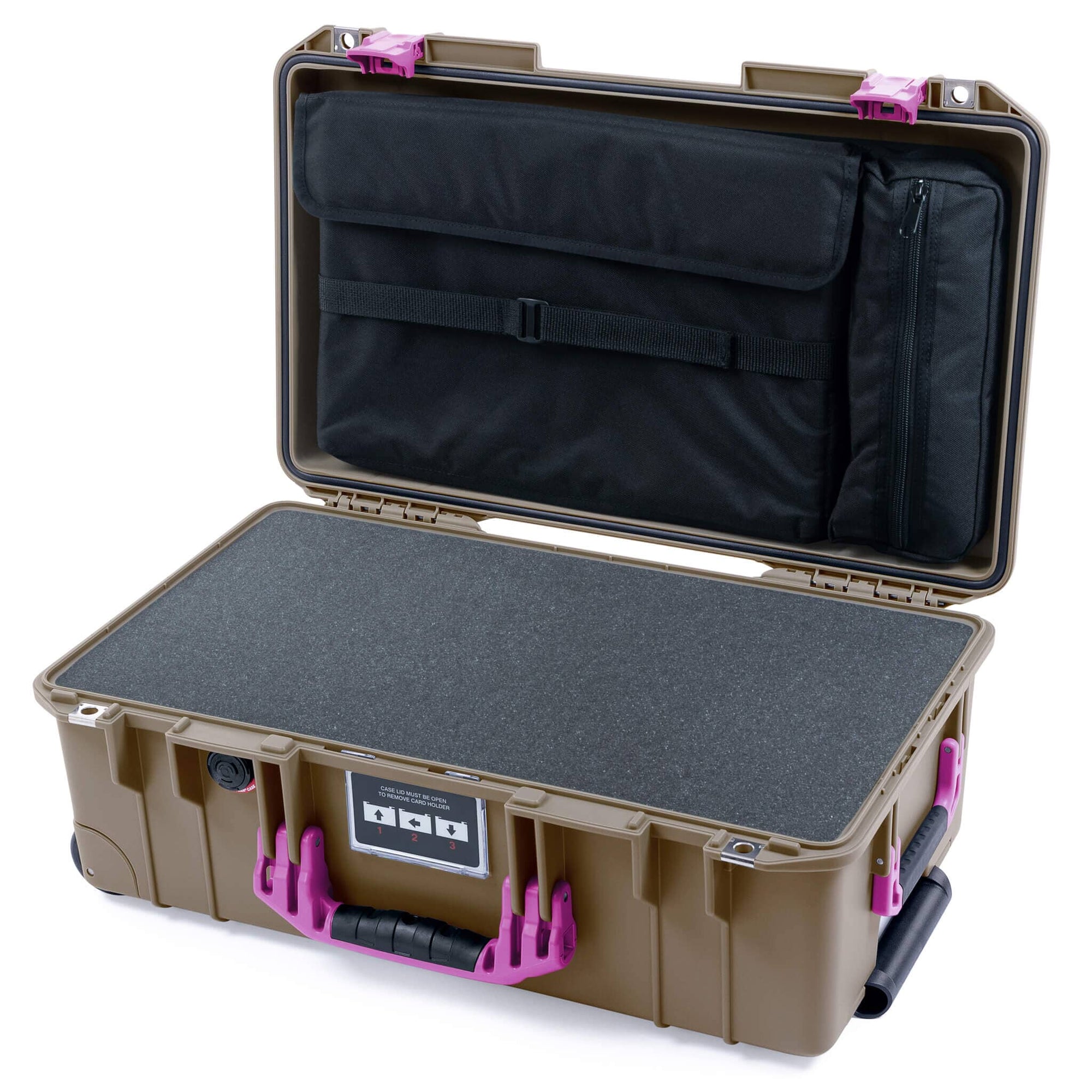 Pelican 1535 Air Case, Dark Desert Dirt with Magenta Handles & Latches ColorCase