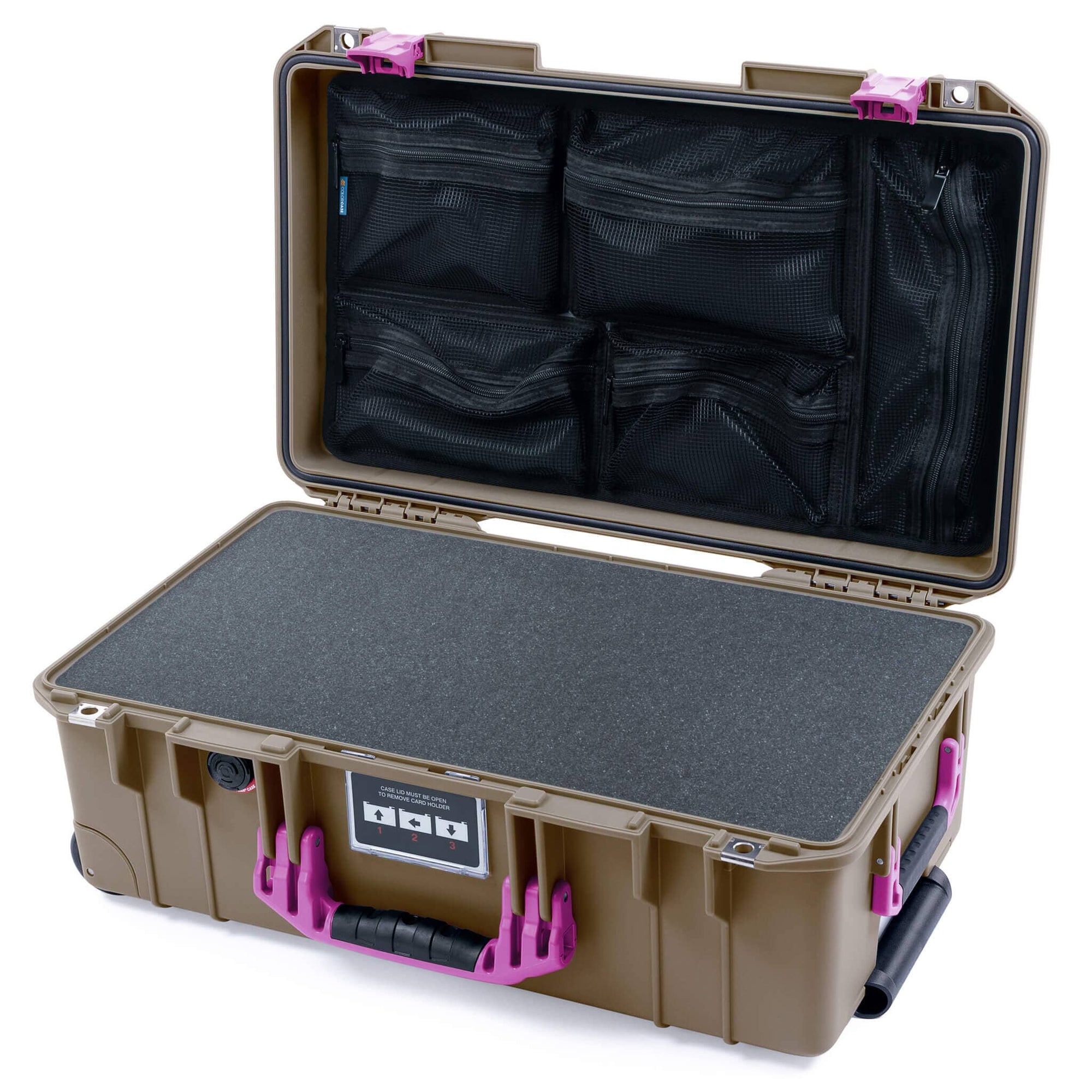 Pelican 1535 Air Case, Dark Desert Dirt with Magenta Handles & Latches ColorCase