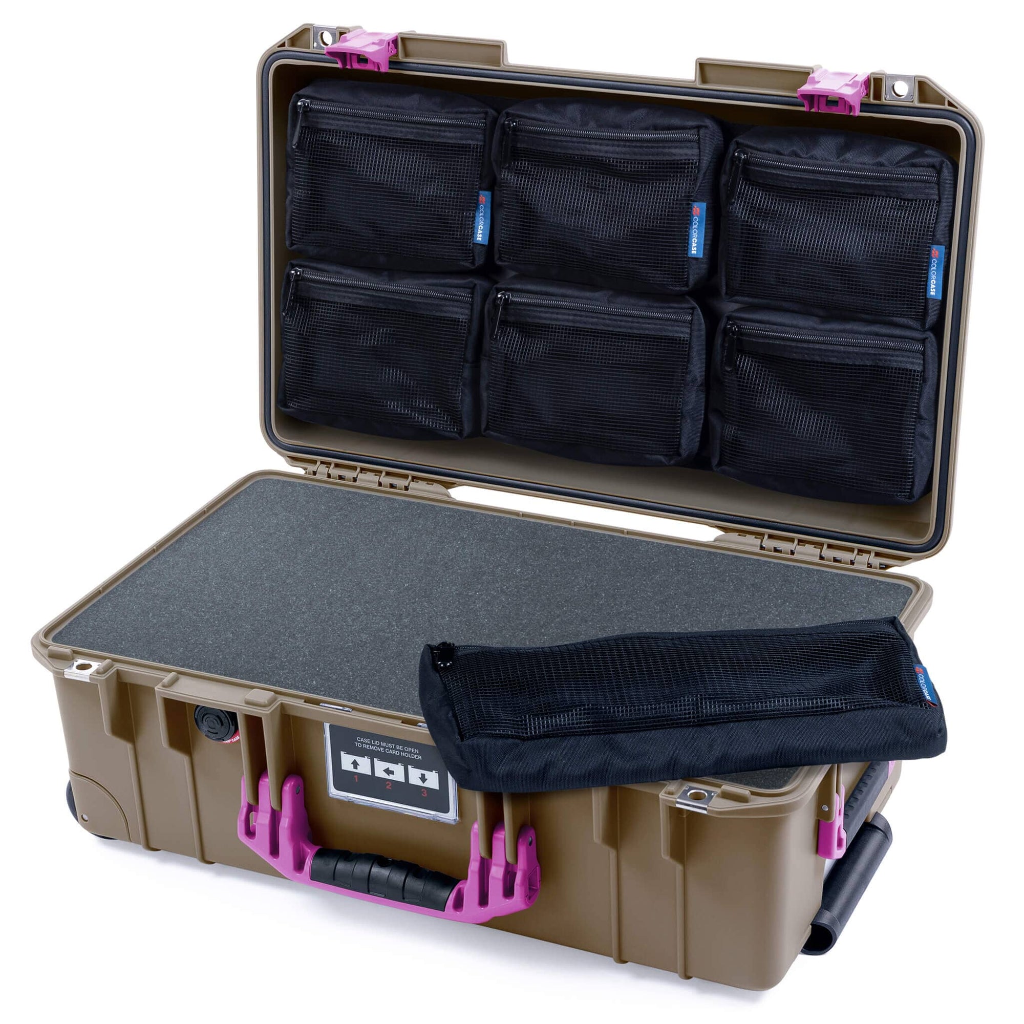 Pelican 1535 Air Case, Dark Desert Dirt with Magenta Handles & Latches ColorCase