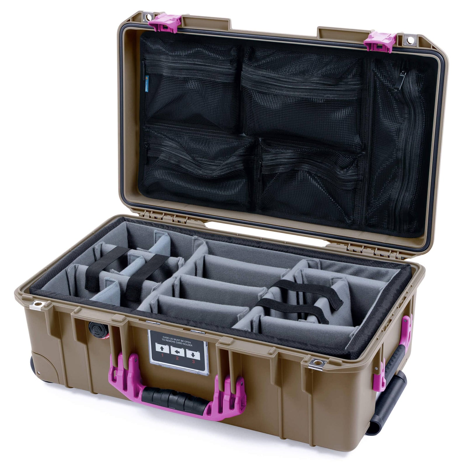 Pelican 1535 Air Case, Dark Desert Dirt with Magenta Handles & Latches ColorCase 