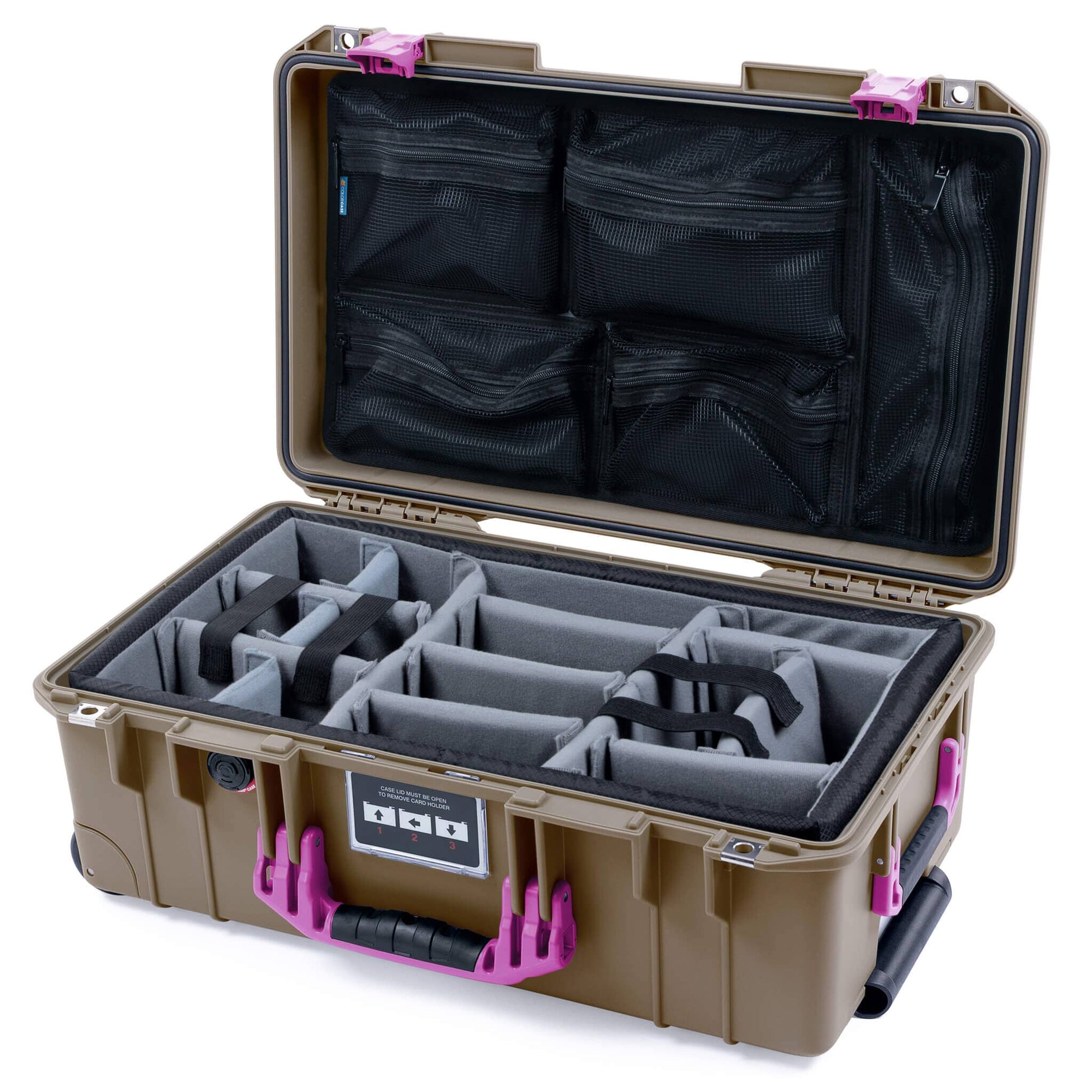 Pelican 1535 Air Case, Dark Desert Dirt with Magenta Handles & Latches ColorCase