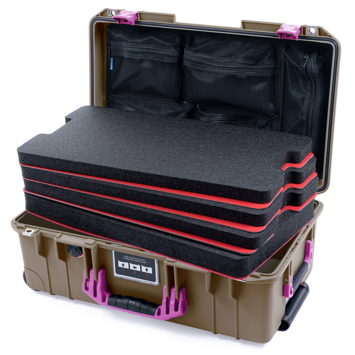 Pelican 1535 Air Case, Dark Desert Dirt with Magenta Handles &amp; Latches ColorCase 