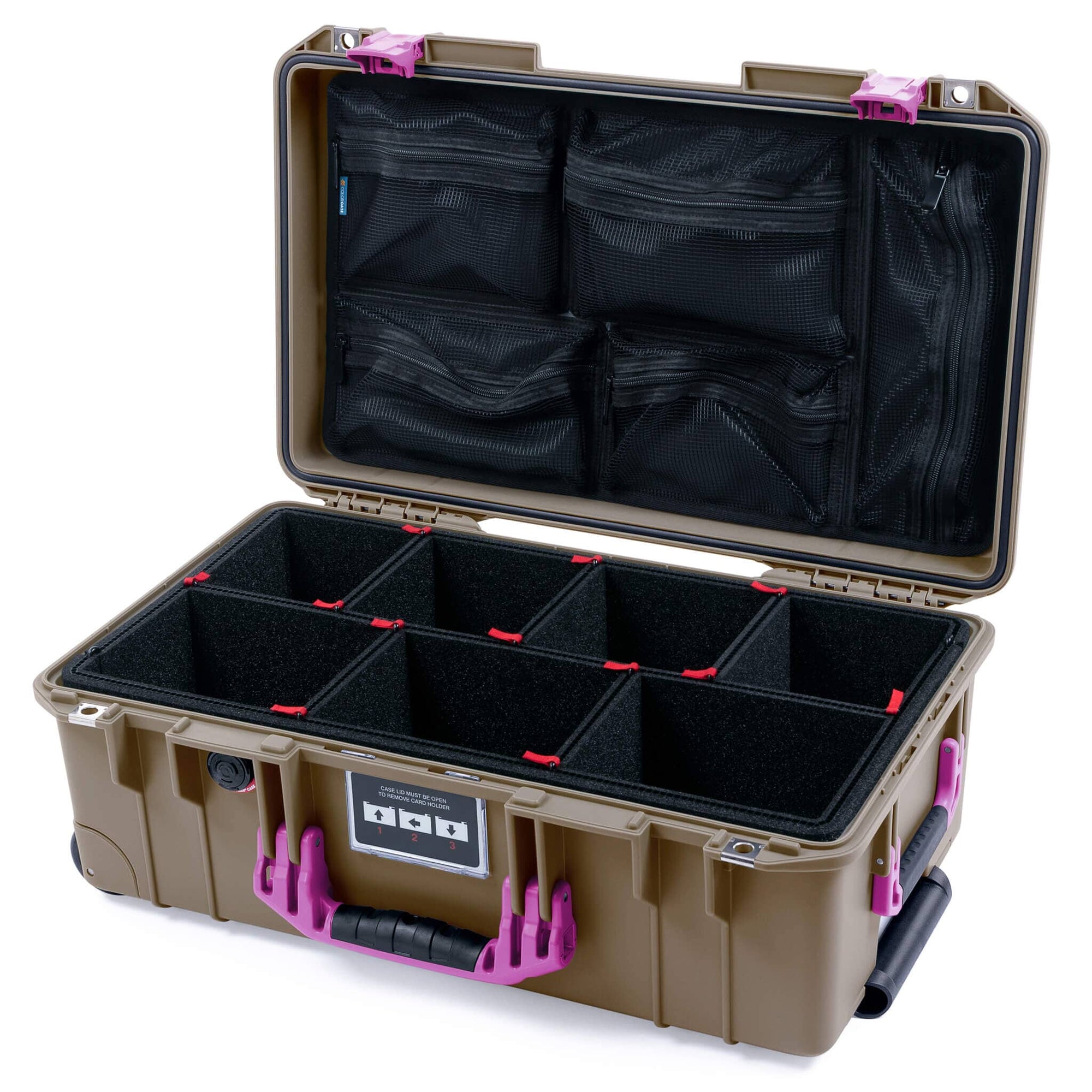 Pelican 1535 Air Case, Dark Desert Dirt with Magenta Handles & Latches ColorCase