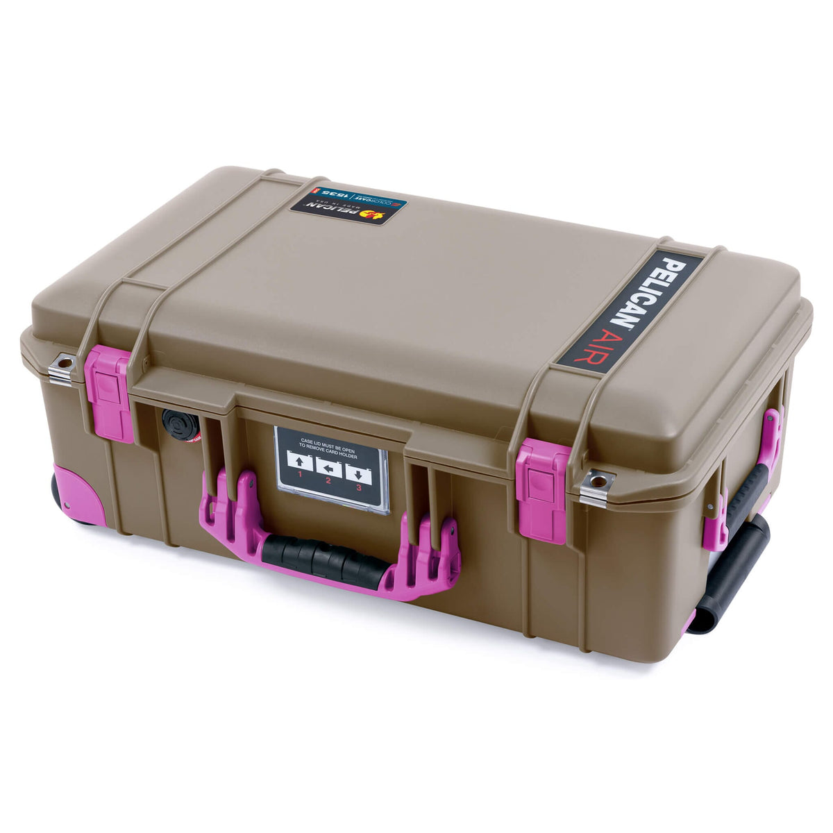 Pelican 1535 Air Case, Dark Desert Dirt with Magenta Handles, Latches &amp; Trolley ColorCase 