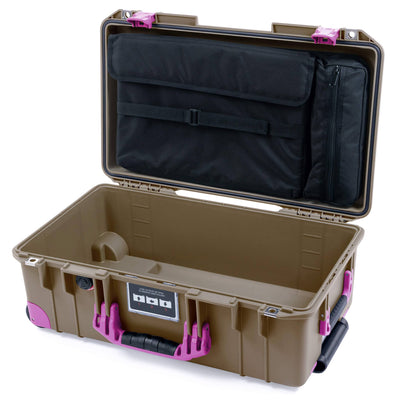 Pelican 1535 Air Case, Dark Desert Dirt with Magenta Handles, Latches & Trolley Laptop Computer Lid Pouch Only ColorCase 015350-0200-580-401-400