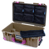 Pelican 1535 Air Case, Dark Desert Dirt with Magenta Handles, Latches & Trolley 7-Piece Removable Mesh Pouches Only ColorCase 015350-0700-580-401-400