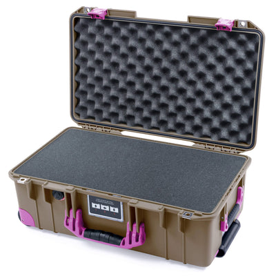 Pelican 1535 Air Case, Dark Desert Dirt with Magenta Handles, Latches & Trolley Pick & Pluck Foam with Convoluted Lid Foam ColorCase 015350-0001-580-401-400
