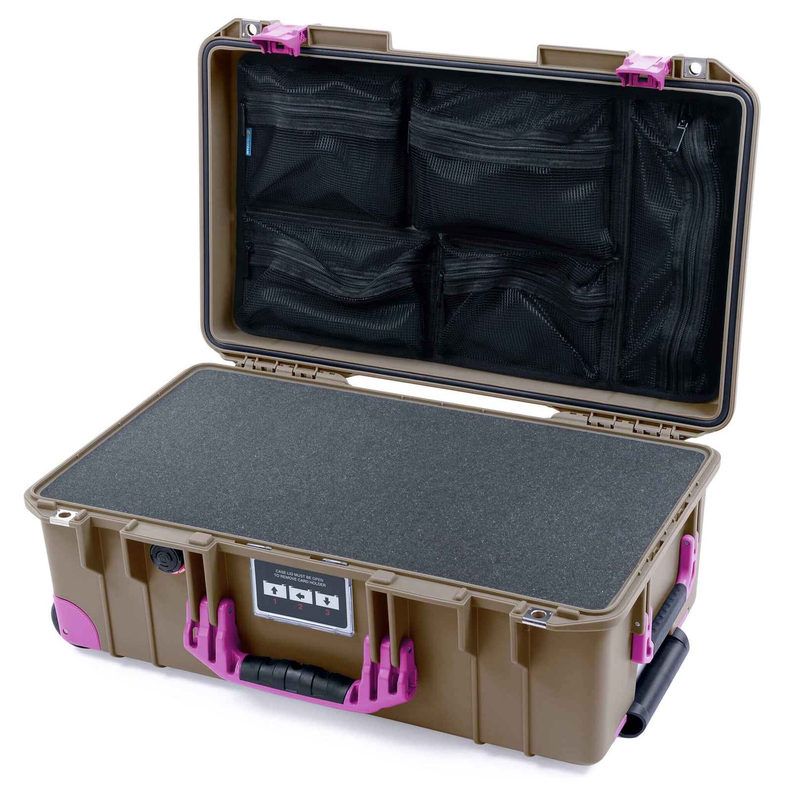 Pelican 1535 Air Carry-on Case - Dark Desert Dirt & Magenta Trolley