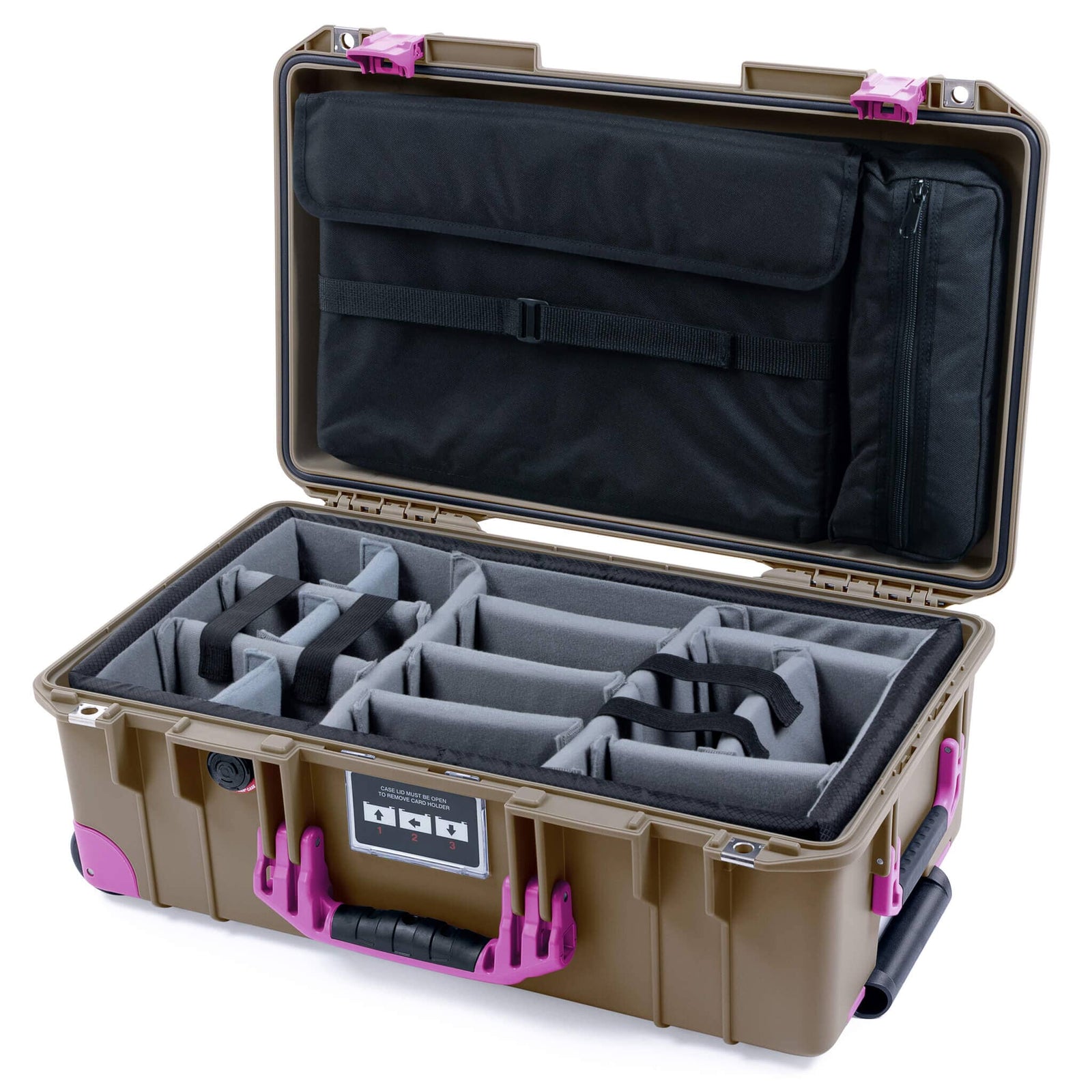 Pelican 1535 Air Carry-on Case - Dark Desert Dirt & Magenta Trolley