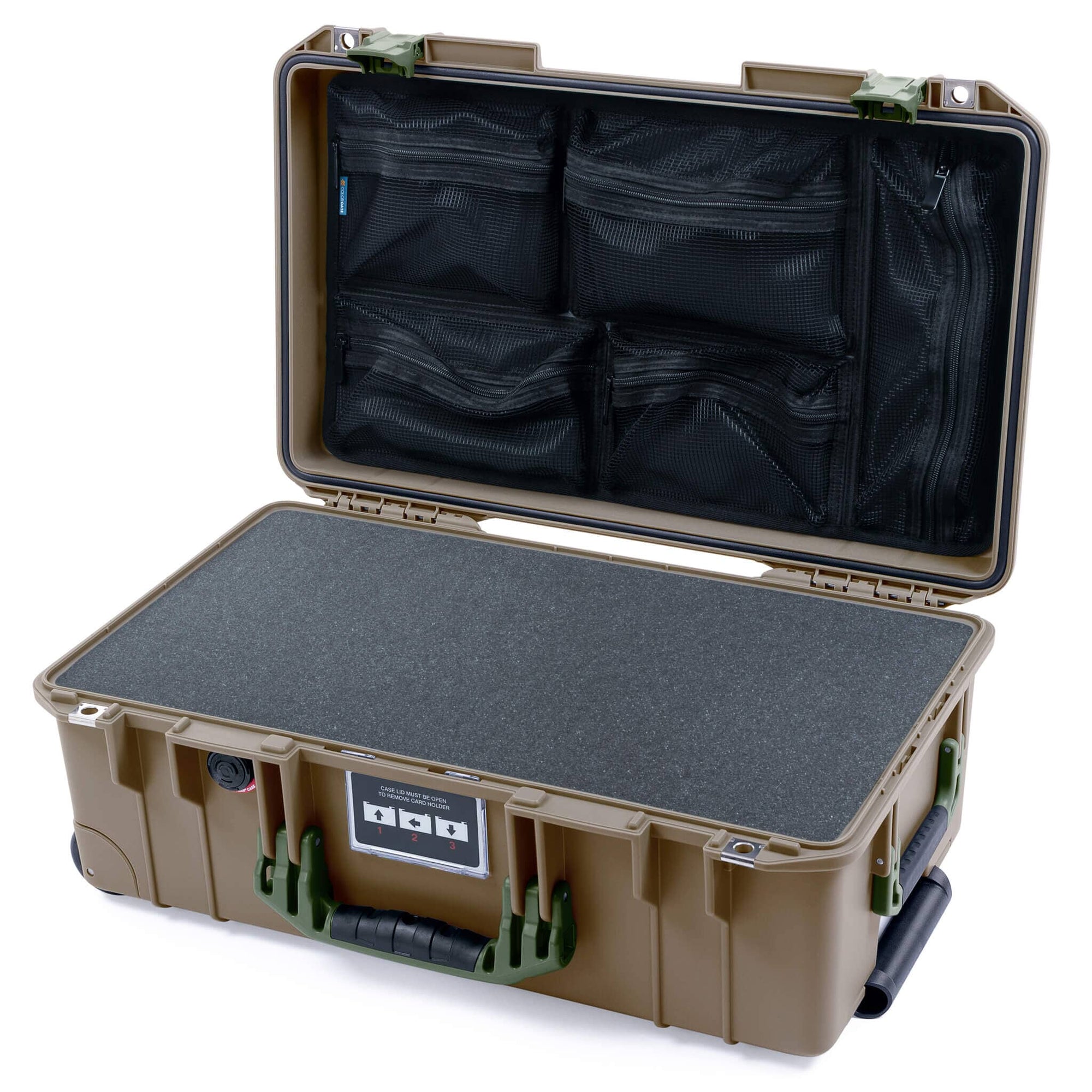 Pelican 1535 Air Case, Dark Desert Dirt with OD Green Handles & Latches ColorCase