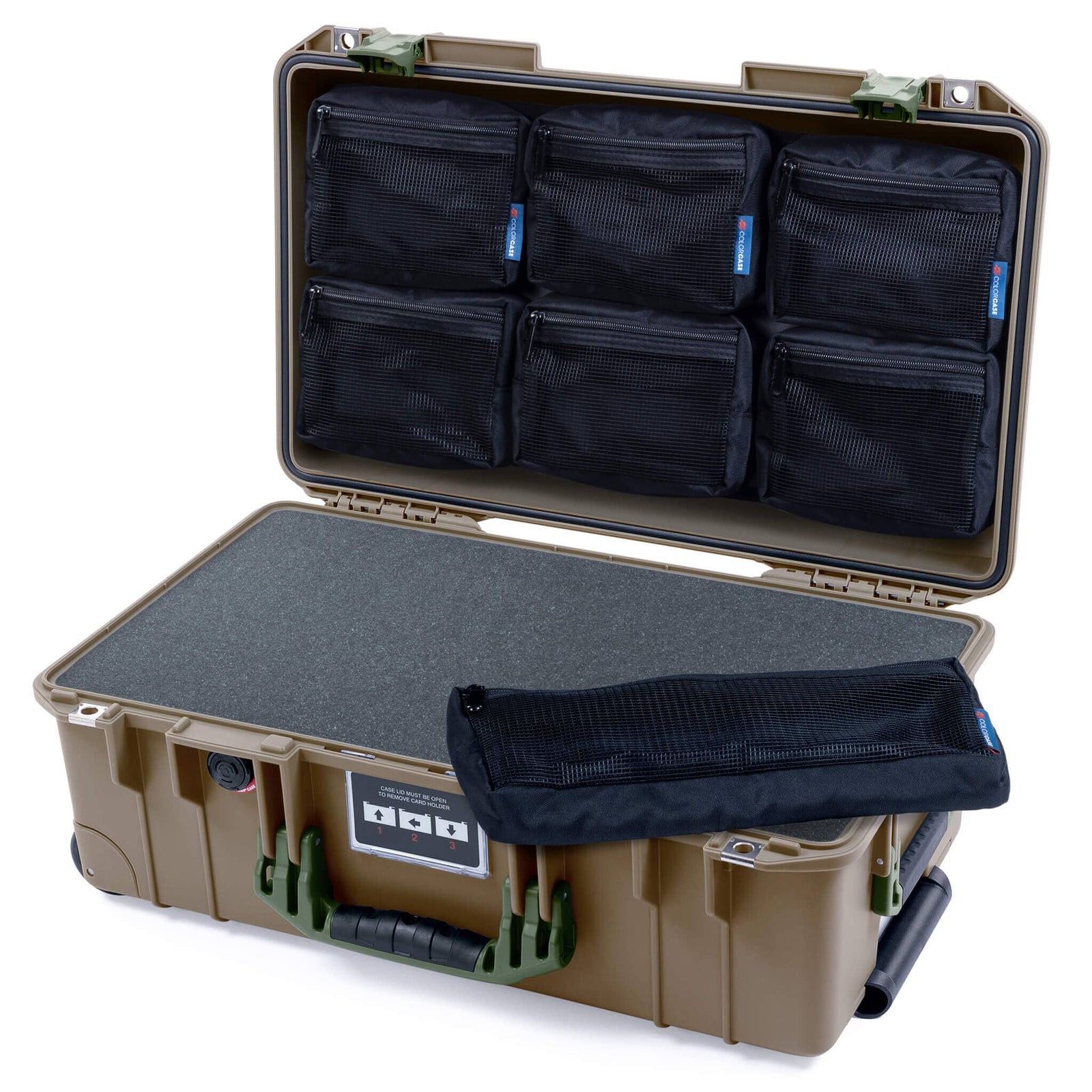 Pelican 1535 Air Case, Dark Desert Dirt with OD Green Handles & Latches ColorCase 