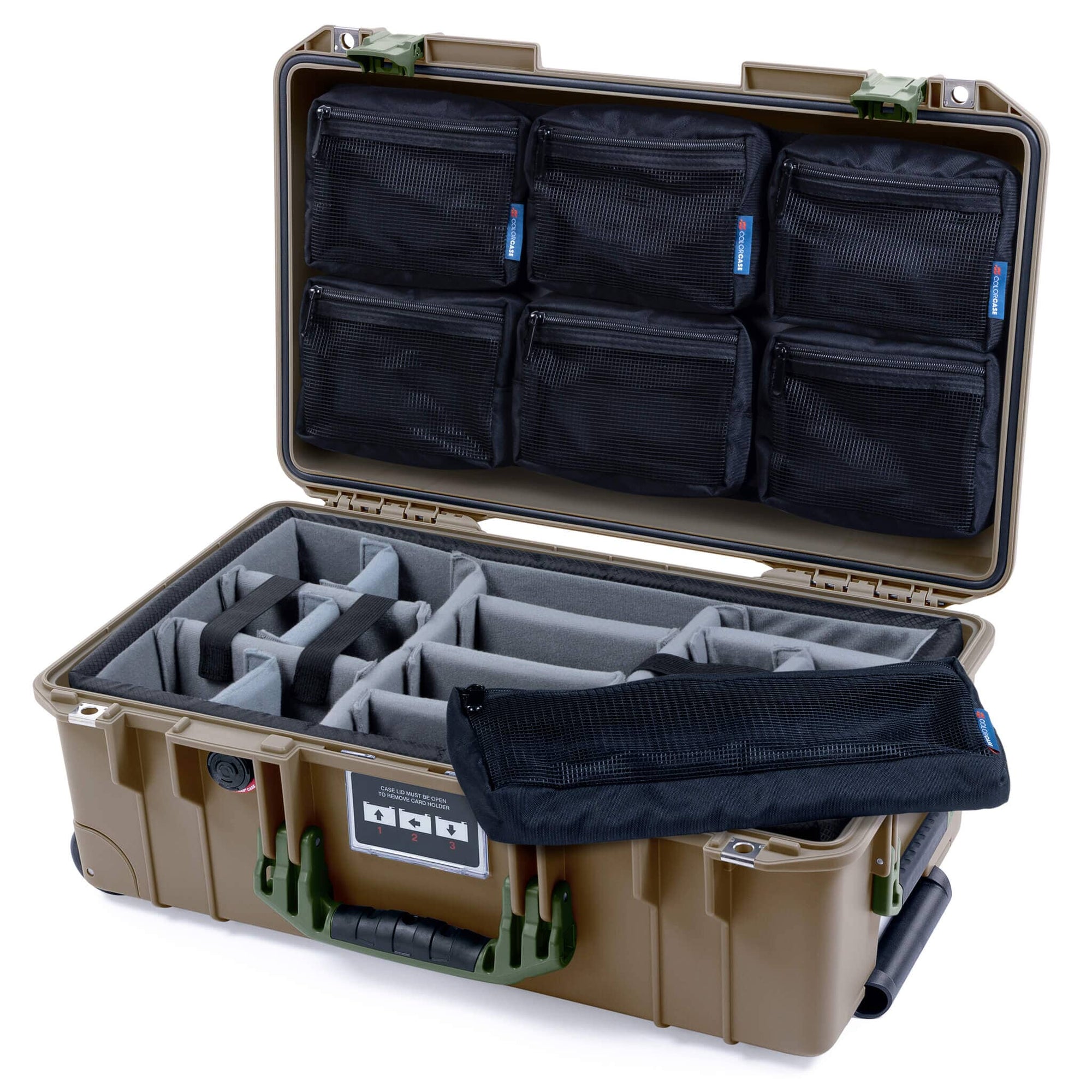 Pelican 1535 Air Case, Dark Desert Dirt with OD Green Handles & Latches ColorCase