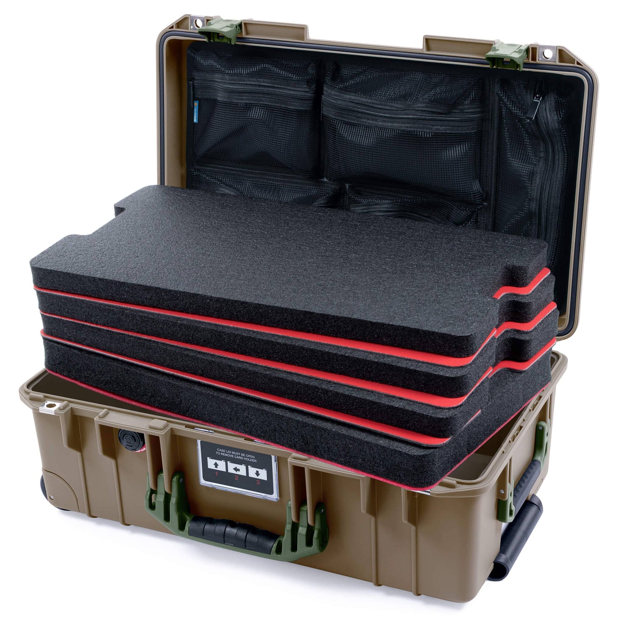 Pelican 1535 Air Case, Dark Desert Dirt with OD Green Handles & Latches ColorCase