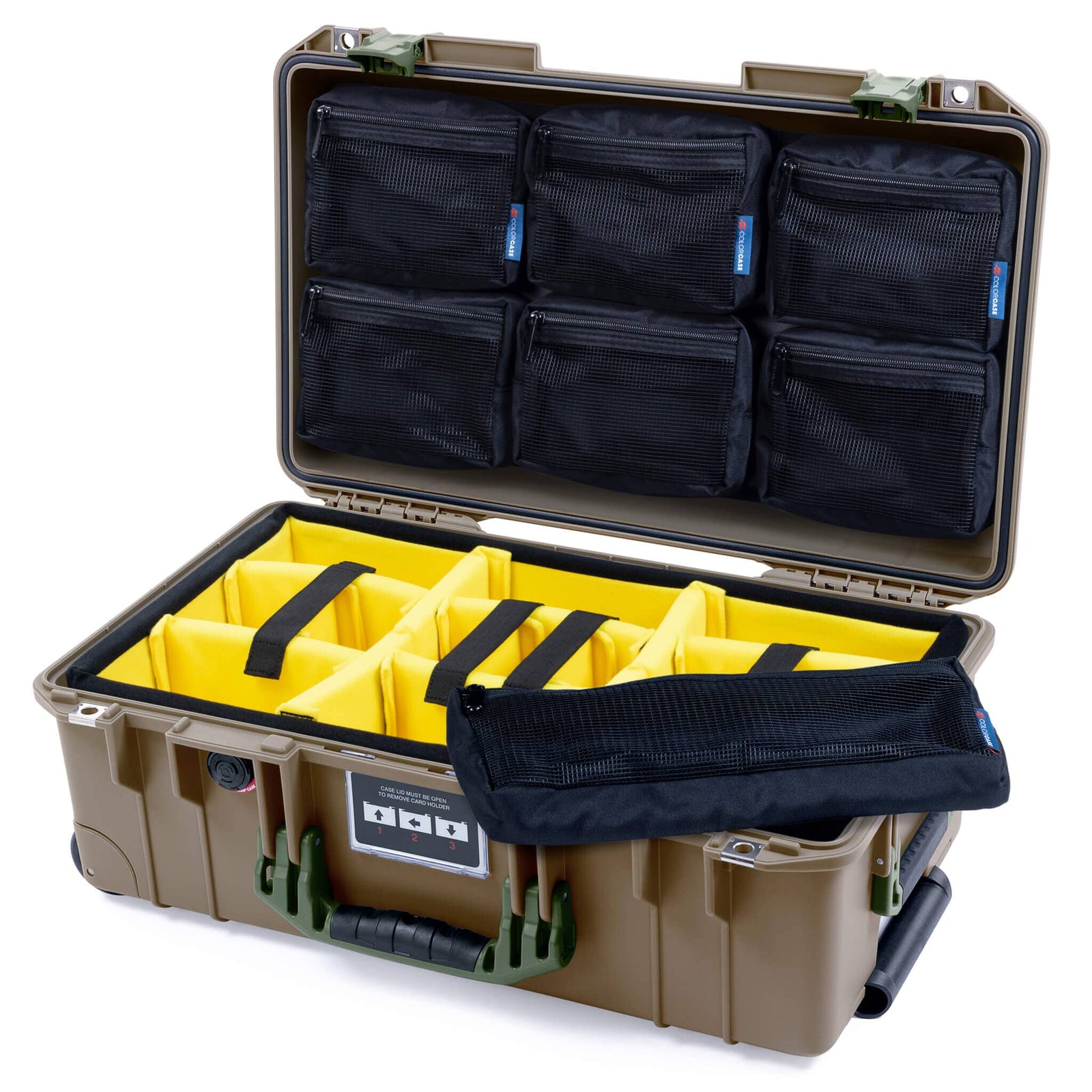 Pelican 1535 Air Case, Dark Desert Dirt with OD Green Handles & Latches ColorCase 