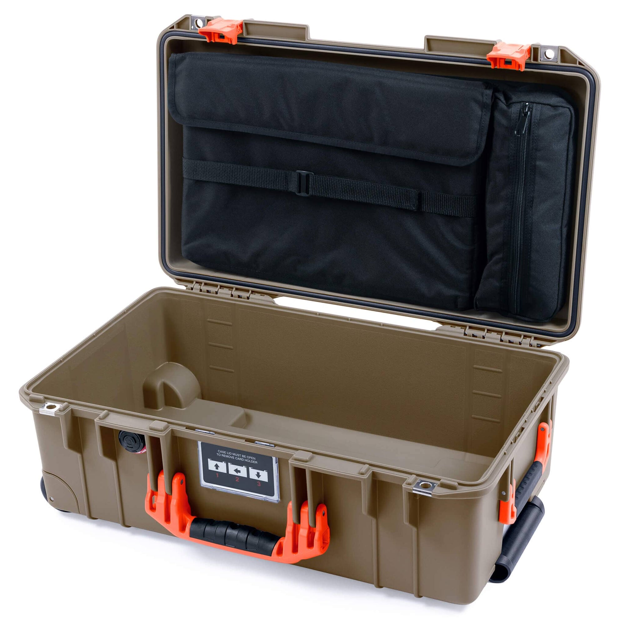 Pelican 1535 Air Case, Dark Desert Dirt with Orange Handles & Latches Laptop Computer Lid Pouch Only ColorCase 015350-0200-580-151