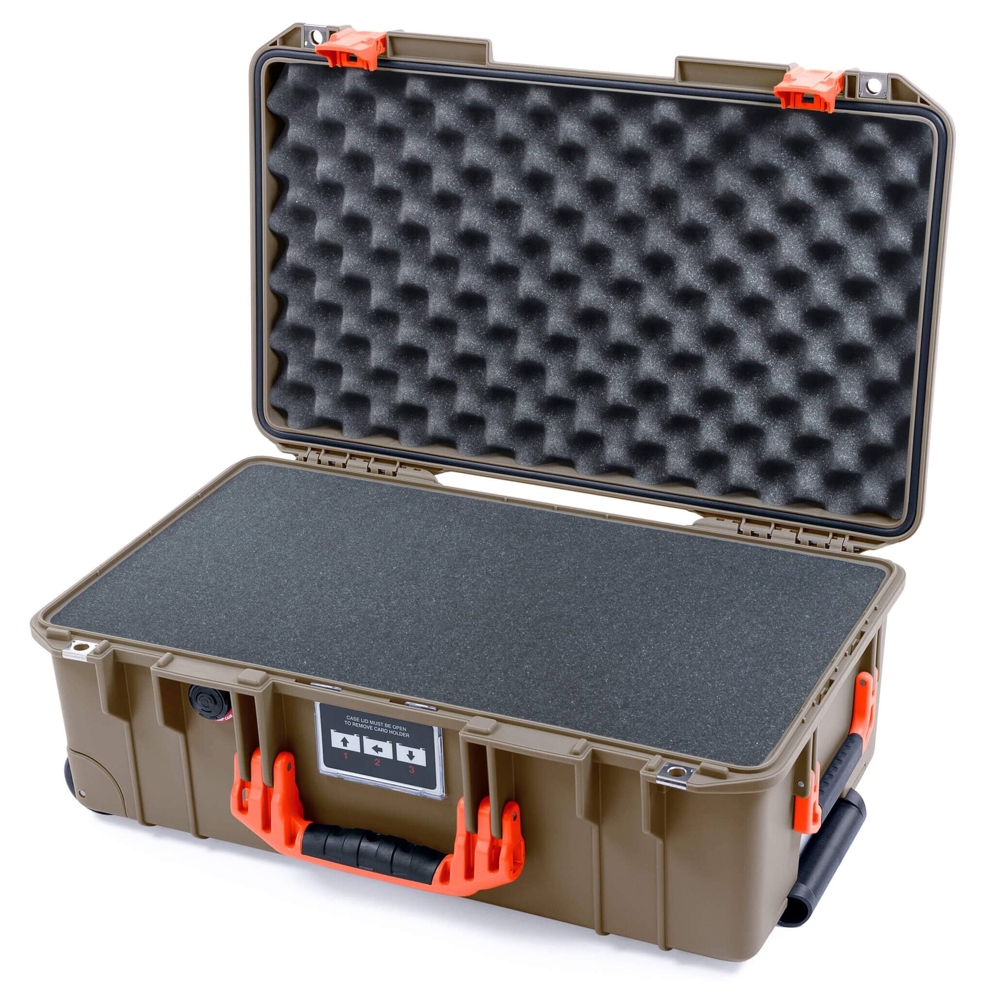 Pelican 1535 Air Case, Dark Desert Dirt with Orange Handles & Latches Pick & Pluck Foam with Convoluted Lid Foam ColorCase 015350-0001-580-151