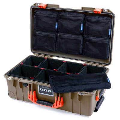 Pelican 1535 Air Case, Dark Desert Dirt with Orange Handles & Latches TrekPak Divider System with 7-Piece Removable Mesh Pouches ColorCase 015350-0720-580-151