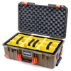 Pelican 1535 Air Case, Dark Desert Dirt with Orange Handles, Latches & Trolley Yellow Padded Microfiber Dividers with Convoluted Lid Foam ColorCase 015350-0010-580-151-150