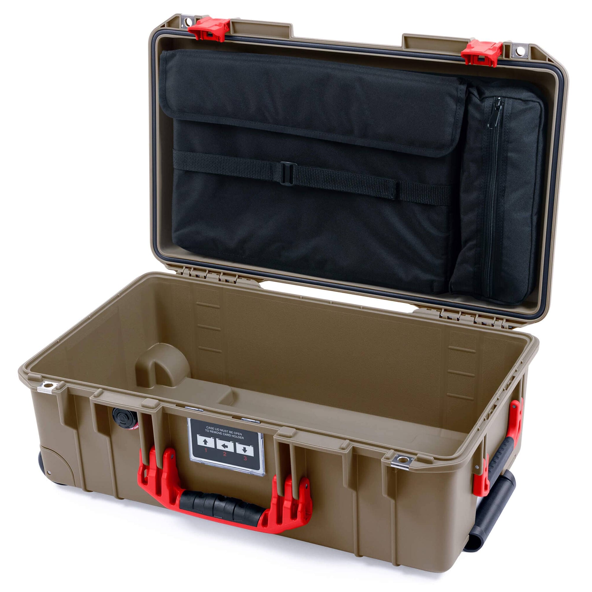 Pelican 1535 Air Case, Dark Desert Dirt with Red Handles & Latches Laptop Computer Lid Pouch Only ColorCase 015350-0200-580-321