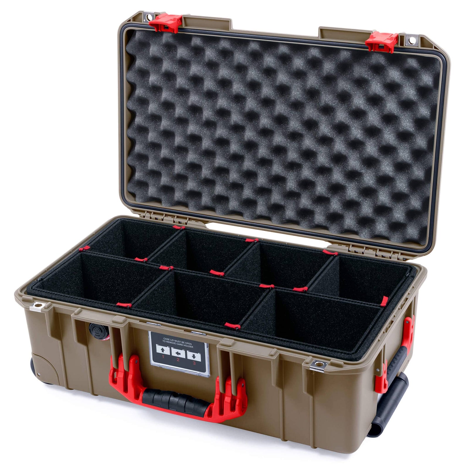 Pelican 1535 Air Case, Dark Desert Dirt with Red Handles & Latches TrekPak Divider System with Convoluted Lid Foam ColorCase 015350-0020-580-321