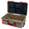 Pelican 1535 Air Case, Dark Desert Dirt with Red Handles, Latches & Trolley Mesh Lid Organizer Only ColorCase 015350-0100-580-321-320
