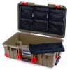 Pelican 1535 Air Case, Dark Desert Dirt with Red Handles, Latches & Trolley 7-Piece Removable Mesh Pouches Only ColorCase 015350-0700-580-321-320
