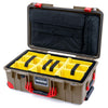 Pelican 1535 Air Case, Dark Desert Dirt with Red Handles, Latches & Trolley Yellow Padded Microfiber Dividers with Computer Pouch ColorCase 015350-0210-580-321-320