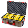 Pelican 1535 Air Case, Dark Desert Dirt with Red Handles, Latches & Trolley Yellow Padded Microfiber Dividers with Convoluted Lid Foam ColorCase 015350-0010-580-321-320