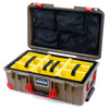 Pelican 1535 Air Case, Dark Desert Dirt with Red Handles, Latches & Trolley Yellow Padded Microfiber Dividers with Mesh Lid Organizer ColorCase 015350-0110-580-321-320
