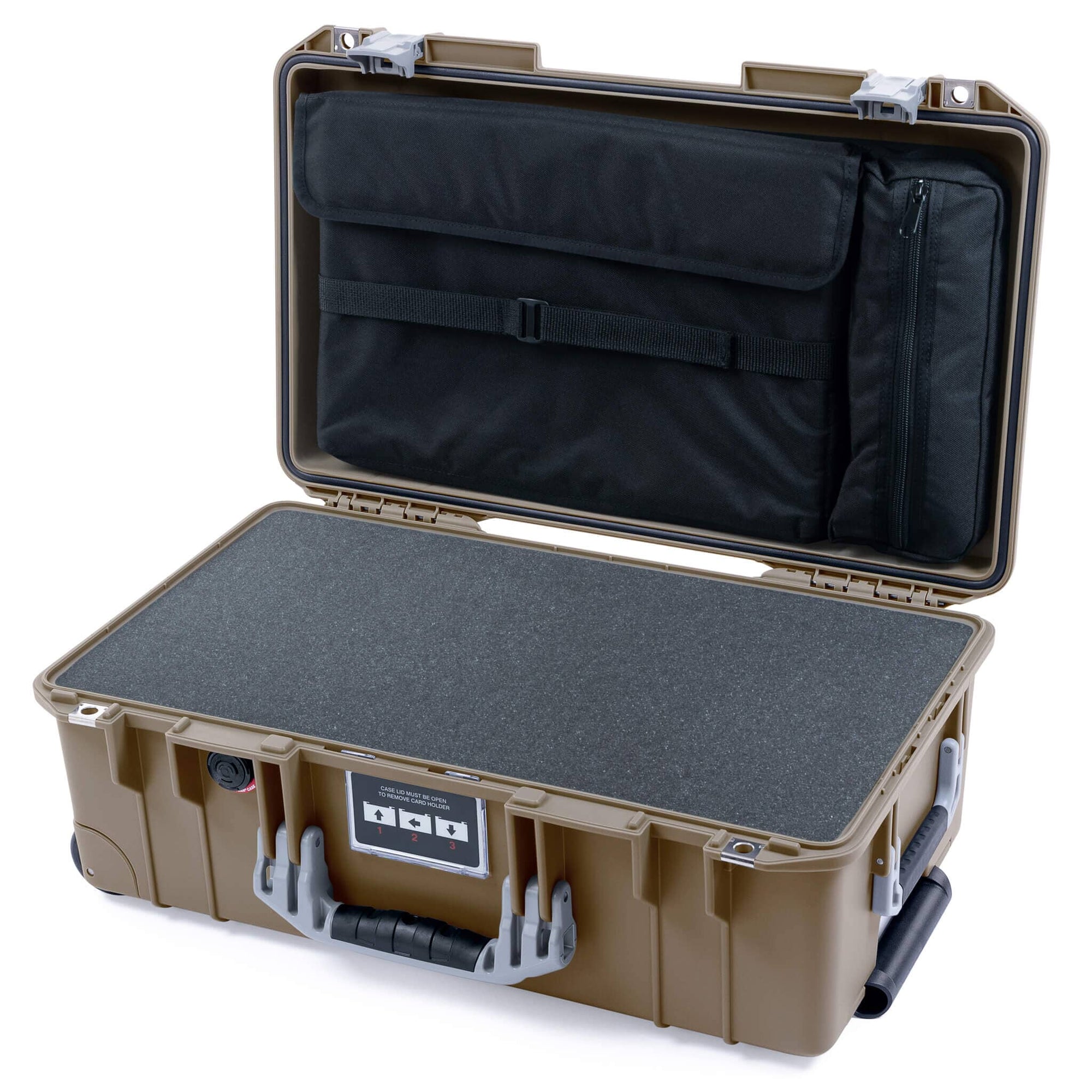 Pelican 1535 Air Case, Dark Desert Dirt with Silver Handles & Latches Pick & Pluck Foam with Computer Pouch ColorCase 015350-0201-580-181