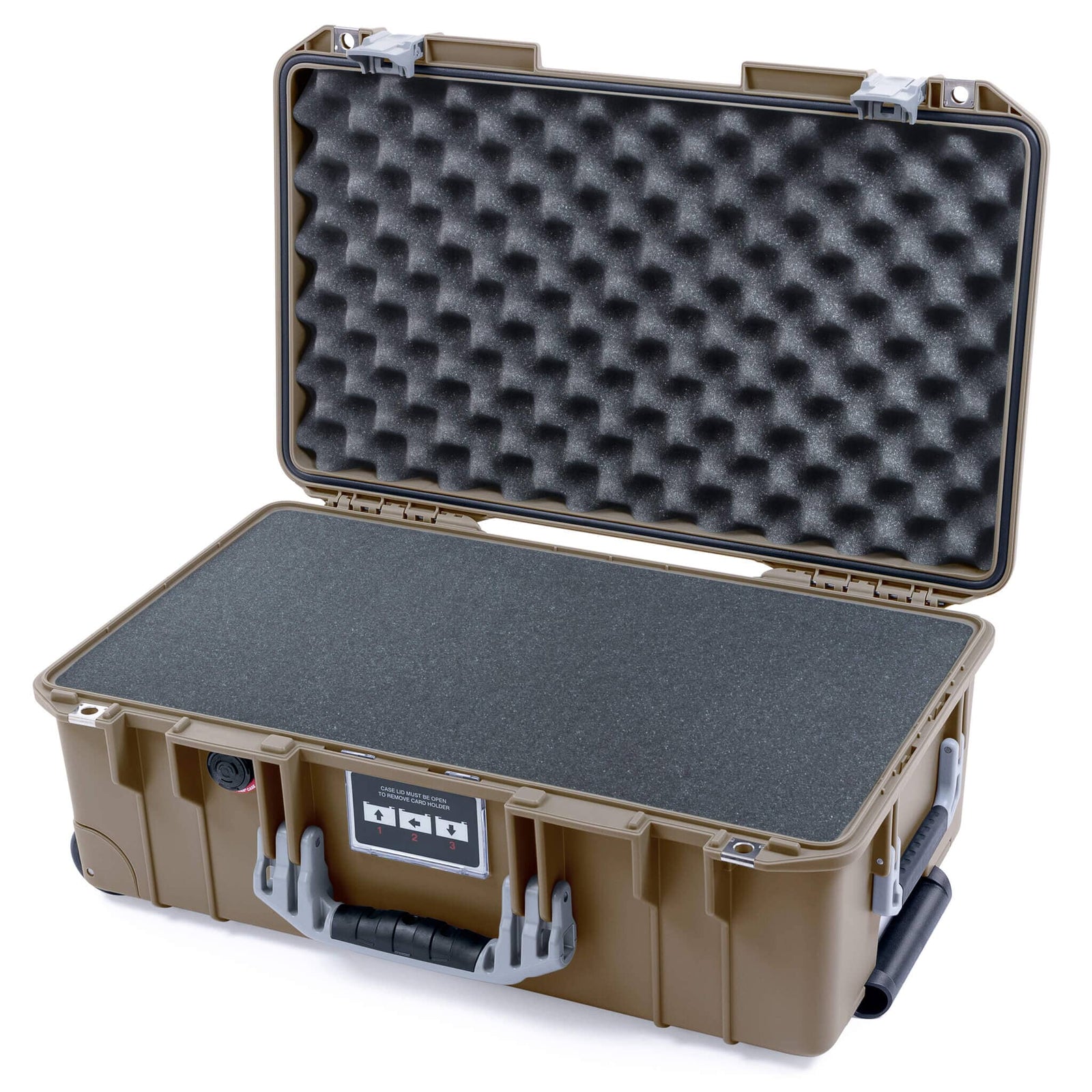 Pelican 1535 Air Case, Dark Desert Dirt with Silver Handles & Latches Pick & Pluck Foam with Convoluted Lid Foam ColorCase 015350-0001-580-181