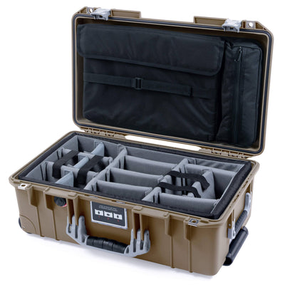 Pelican 1535 Air Case, Dark Desert Dirt with Silver Handles & Latches Gray Padded Microfiber Dividers with Computer Pouch ColorCase 015350-0270-580-181
