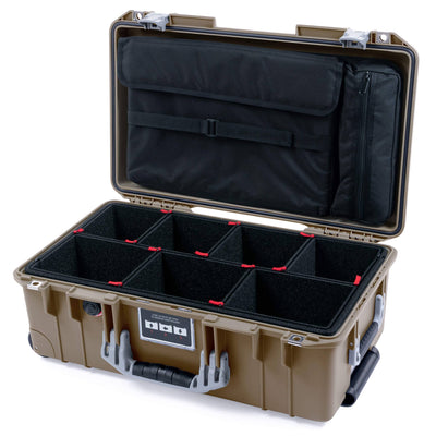 Pelican 1535 Air Case, Dark Desert Dirt with Silver Handles & Latches TrekPak Divider System with Computer Pouch ColorCase 015350-0220-580-181