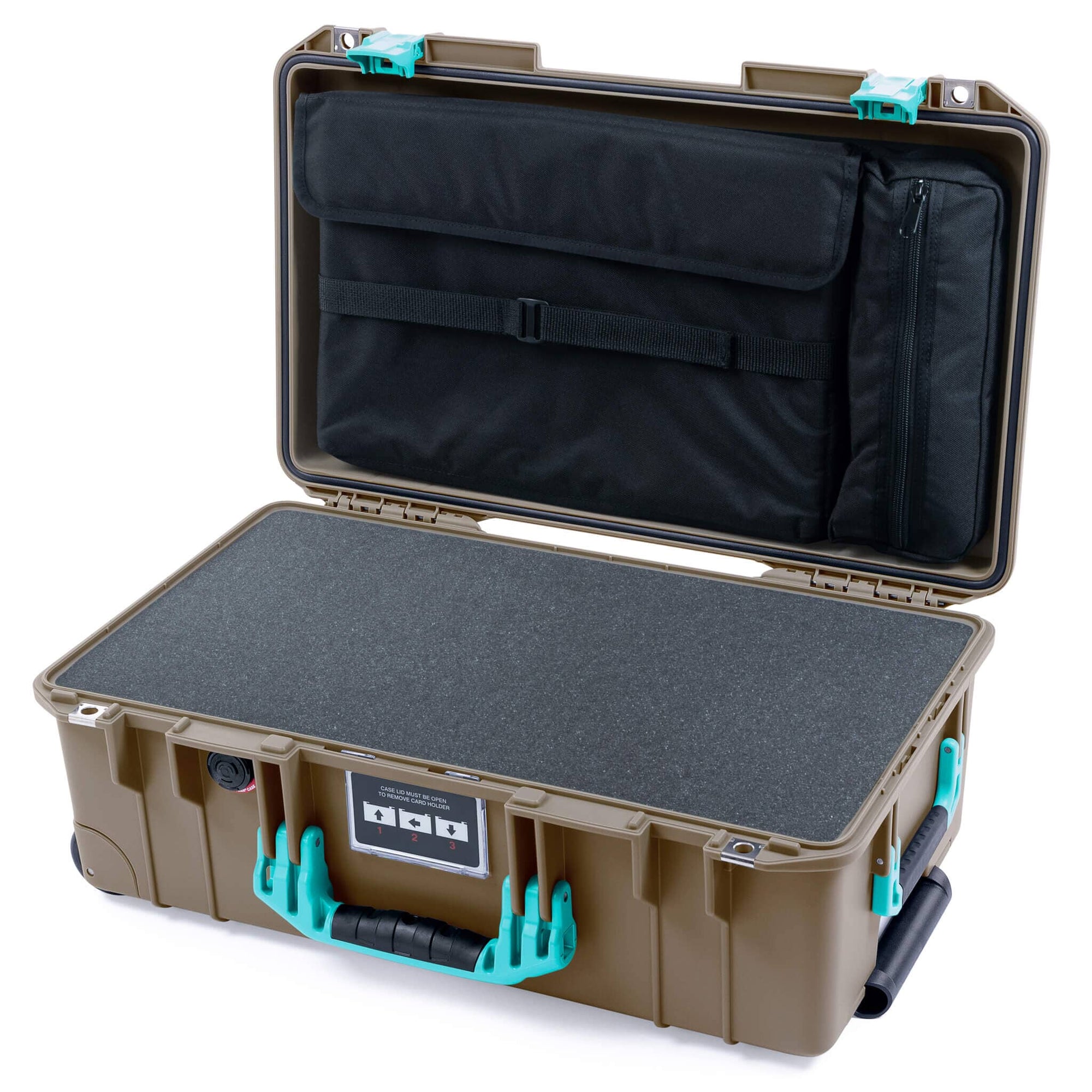 Pelican 1535 Air Case, Dark Desert Dirt with Teal Handles & Latches ColorCase
