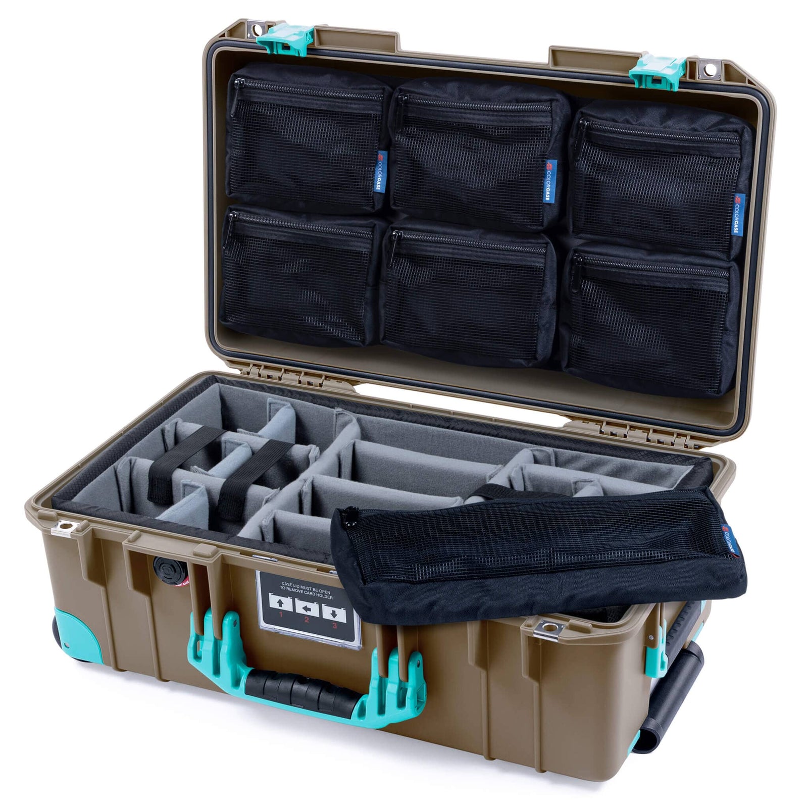 Pelican 1535 Air Carry-on Case - Dark Desert Dirt & Teal Trolley