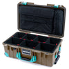 Pelican 1535 Air Case, Dark Desert Dirt with Teal Handles, Latches & Trolley TrekPak Divider System with Computer Pouch ColorCase 015350-0220-580-591-590
