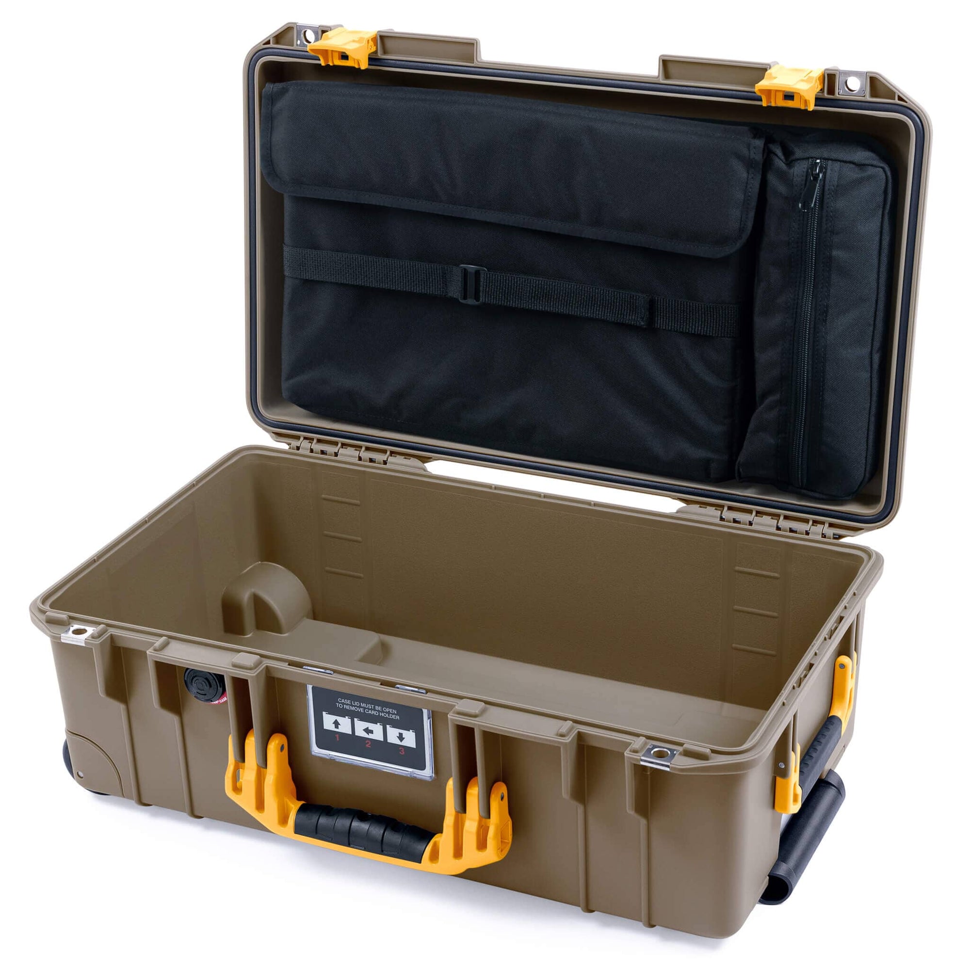Pelican 1535 Air Case, Dark Desert Dirt with Yellow Handles & Latches Laptop Computer Lid Pouch Only ColorCase 015350-0200-580-241