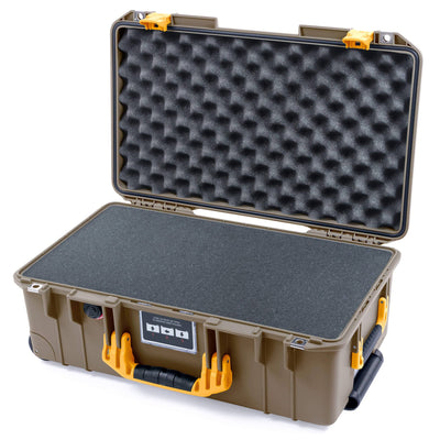 Pelican 1535 Air Case, Dark Desert Dirt with Yellow Handles & Latches Pick & Pluck Foam with Convoluted Lid Foam ColorCase 015350-0001-580-241