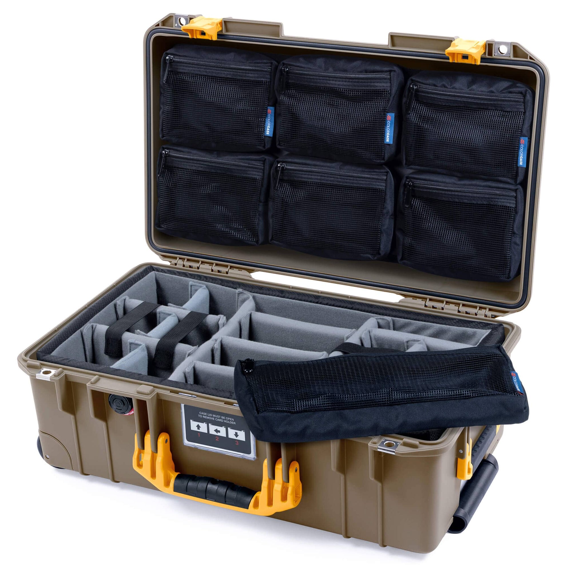 Pelican 1535 Air Case, Dark Desert Dirt with Yellow Handles & Latches ColorCase