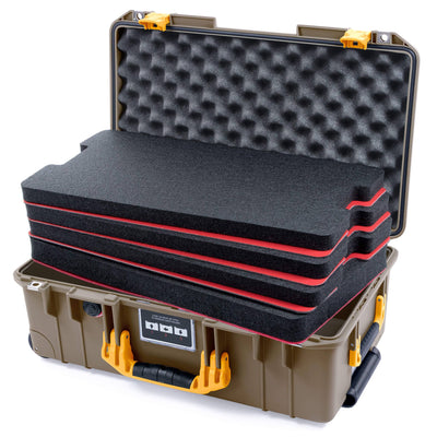 Pelican 1535 Air Case, Dark Desert Dirt with Yellow Handles & Latches Custom Tool Kit (4 Foam Inserts with Convoluted Lid Foam) ColorCase 015350-0060-580-241