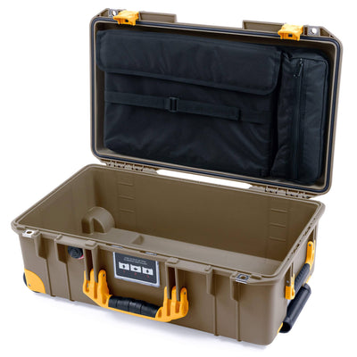 Pelican 1535 Air Case, Dark Desert Dirt with Yellow Handles, Latches & Trolley Laptop Computer Lid Pouch Only ColorCase 015350-0200-580-241-240