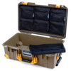 Pelican 1535 Air Case, Dark Desert Dirt with Yellow Handles, Latches & Trolley 7-Piece Removable Mesh Pouches Only ColorCase 015350-0700-580-241-240