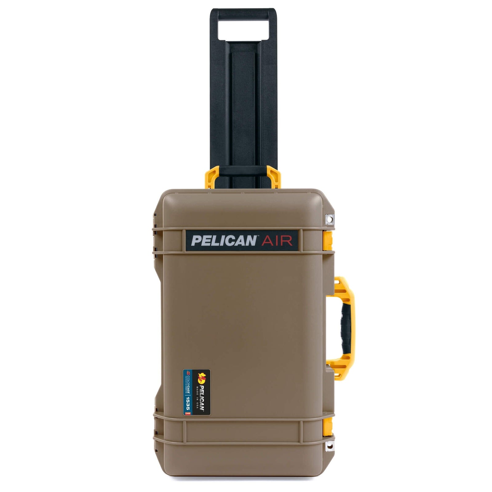 Pelican 1535 Air Case, Dark Desert Dirt with Yellow Handles, Latches & Trolley ColorCase 