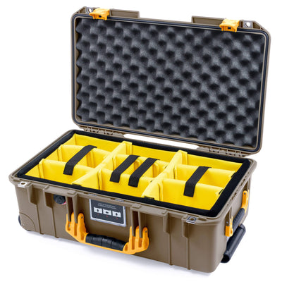 Pelican 1535 Air Case, Dark Desert Dirt with Yellow Handles & Latches Yellow Padded Microfiber Dividers with Convoluted Lid Foam ColorCase 015350-0010-580-241