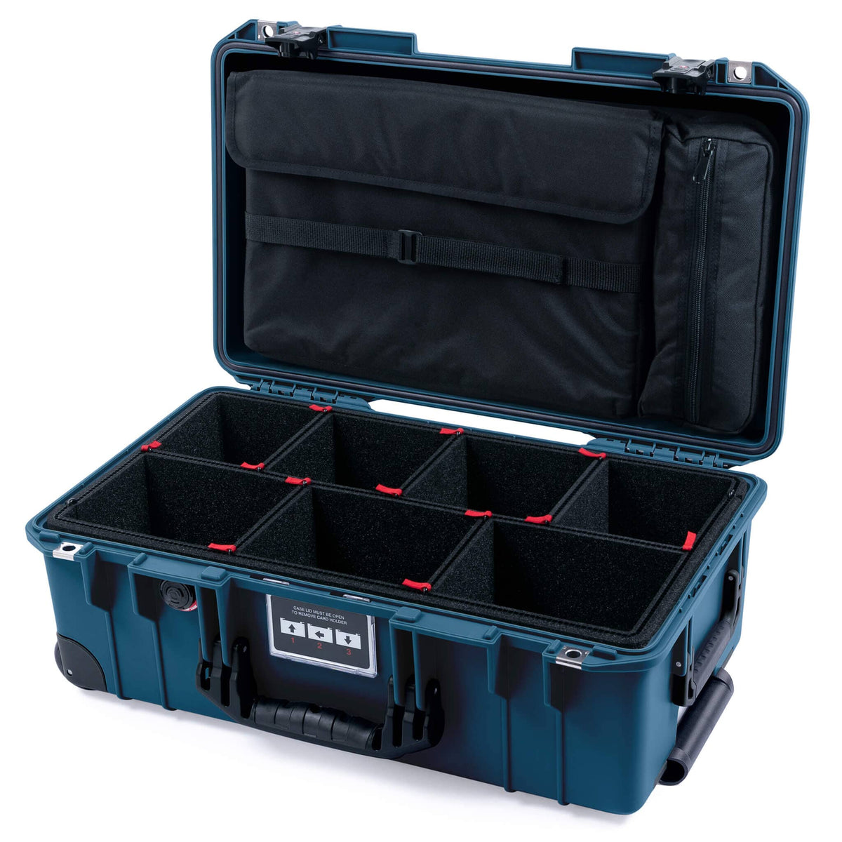 Pelican 1535 Air Case, Deep Pacific with Black Handles &amp; TSA Locking Latches TrekPak Divider System with Computer Pouch ColorCase 015350-0220-550-L10