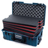 Pelican 1535 Air Case, Deep Pacific with Black Handles & Push-Button Latches Custom Tool Kit (4 Foam Inserts with Convolute Lid Foam) ColorCase 015350-0060-550-111